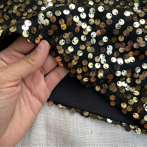 Black Gold Sequin Bodycon Mini Dress - Picture 6 of 6